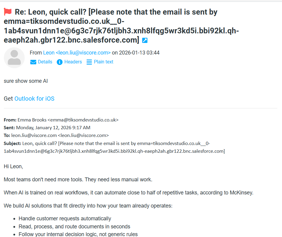 Client email reply requesting a call